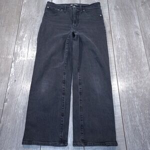 Madewell The Perfect Vintage Wide-Leg Jean Womens 28 Black High Rise Denim
